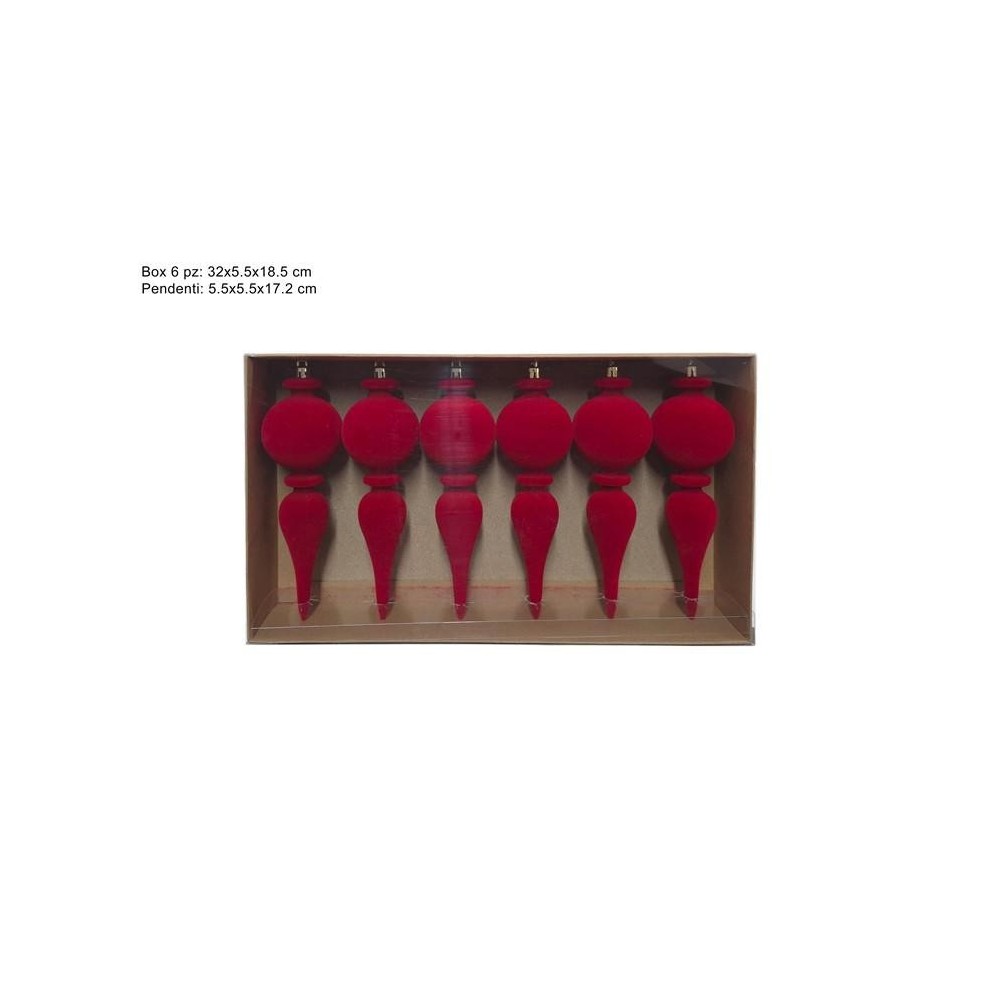 PENDENTI 17.2CM 6PZ ROSSO VELLUTO